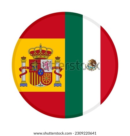round icon of spanish and mexican flags. vector illutration isolated on white background