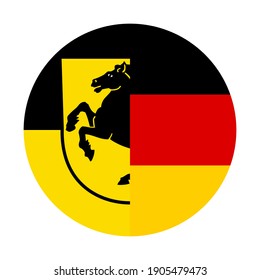 round icon with stuttgart and germany flags isolated on white background
