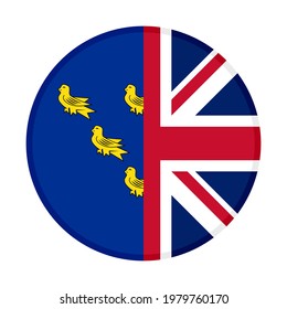 round icon with sussex and united kingdom flags isolated on white background
