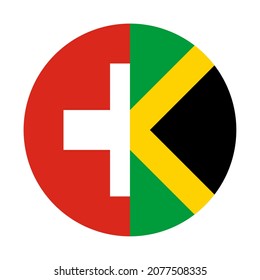 round icon with switzerland and jamaica flags. vector illustration isolated on white background
