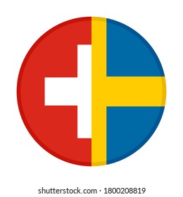 round icon with switzerland and sweden flags isolated on white background