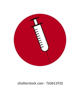 Round icon with a syringe.vector, illustration