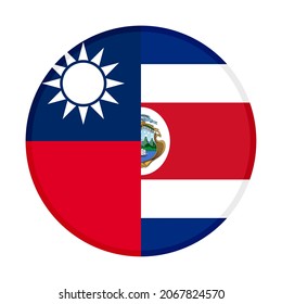 round icon with taiwan and costa rica flags isolated on white background
