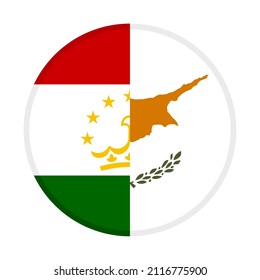round icon with tajikistan and cyprus flags. vector illustration isolated on white background
