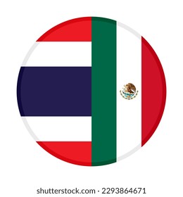 round icon of thai and mexican flags. vector illustration isolated on white background