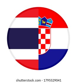 round icon with thailand and croatia flags