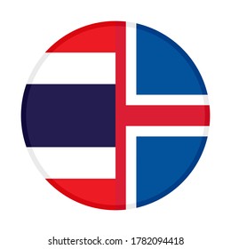 round icon with thailand and iceland flags