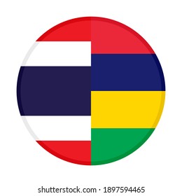 round icon with thailand and mauritius flags isolated on white background
