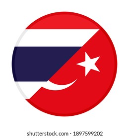 round icon with thailand and turkey flags isolated on white background
