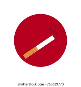Round icon with a tobacco cigarette. vector, illustration.