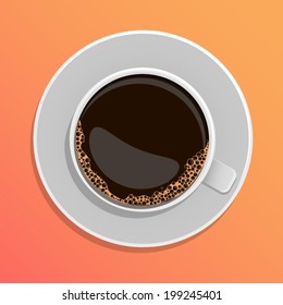 Round icon with top view coffee cup