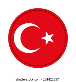 round icon with turkey flag isolated on white background