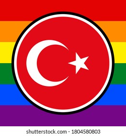 round icon. turkey and rainbow flags