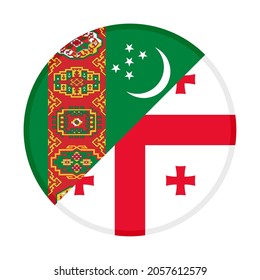 round icon with turkmenistan and georgia flags, isolated on white background
