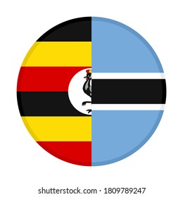 icono circular con banderas uganda y botswana, aisladas en fondo blanco