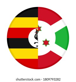 round icon with uganda and burundi flags, isolated on white background