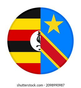 icono circular con banderas uganda y dr congo. ilustración vectorial aislada en fondo blanco