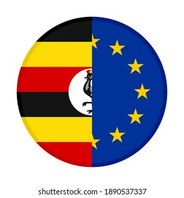 icono circular con banderas uganda y europa aisladas en fondo blanco
