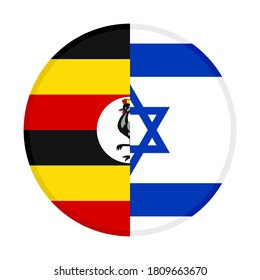 round icon with uganda and israel flags, isolated on white background