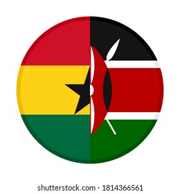 rundes Symbol mit uganda- und kenianischen Flaggen einzeln auf weißem Hintergrund