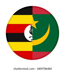 icono redondo con banderas uganda y mauritania, aisladas en fondo blanco