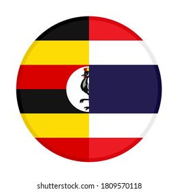 round icon with uganda and thailand flags, isolated on white background