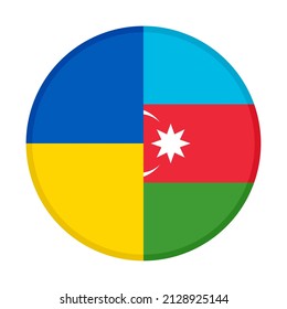round icon with ukraine and azerbaijan flags. vector illustration isolated on white background