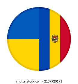 round icon with ukraine and moldova flags. vector illustration isolated on white background