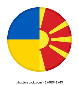 round icon with ukraine and north macedonia flags isolated on white background
