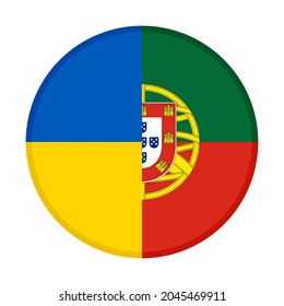 round icon with ukraine and portugal flags. vector illustration isolated on white background