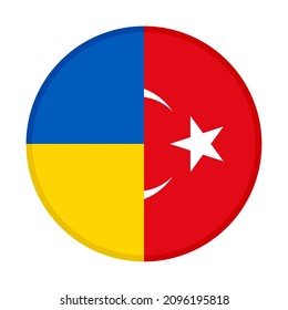 round icon with ukraine and turkey flags. vector illustration isolated on white background
