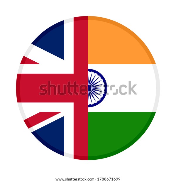 白い背景に丸いアイコンとユニオンジャックとインドの国旗