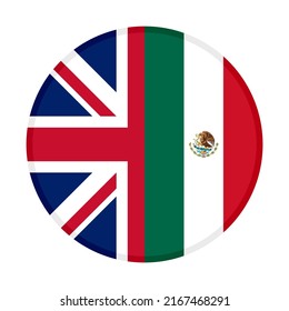 round icon of union jack and mexican flags. vector illustration isolated on white background