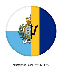 round icon with union san marino and barbados flag isolated on white background
