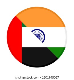 round icon with united arab emirates and india flags, isolated on white background
