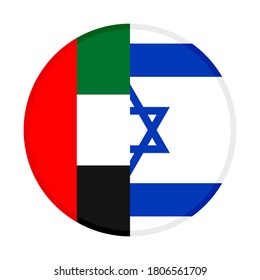 round icon with united arab emirates and israel flags, isolated on white background
