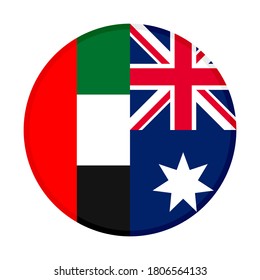 round icon with united arab emirates and australia flags, isolated on white background