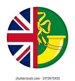 round icon with united kingdom and huntingdonshire flags isolated on white backgrouund
