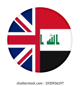 round icon with united kingdom and iraq flags isolated on white background
