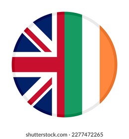 round icon with united kingdom and ireland flags. vector illustration isolated on white background