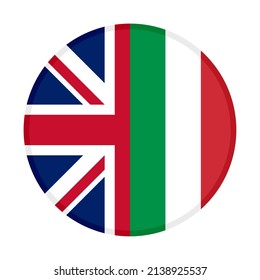 round icon with united kingdom and italy flags. vector illustration isolated on white background	