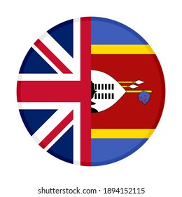 round icon with united kingdom and swaziland flags isolated on white background