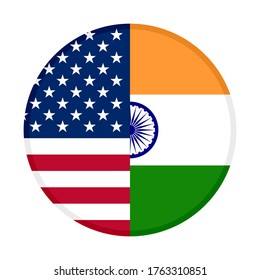 icono circular con banderas de estados unidos de américa e india