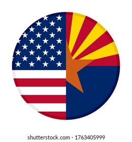 round icon with united states of america and arizona flags