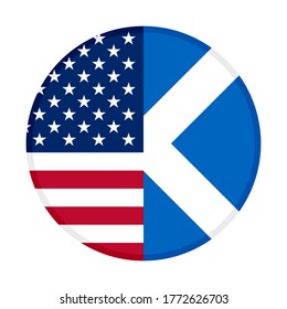 round icon with united states of america and scotland flags