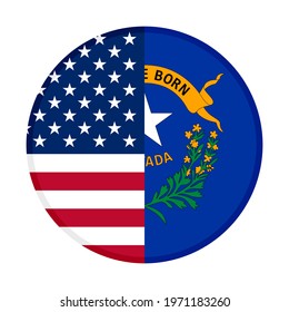 round icon with united states of america and nevada flags isolated on white backgrouund
