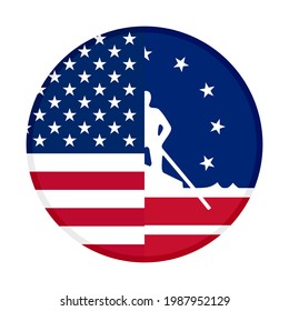 round icon with united states of america and richmond flags isolated on white background
