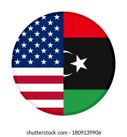 round icon with united states and libya flags, isolated on white background