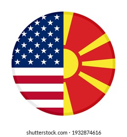 round icon with united states and north macedonia flags isolated on white background
