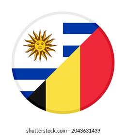 icono circular con banderas uruguay y belgica aisladas en fondo blanco. ilustración vectorial
